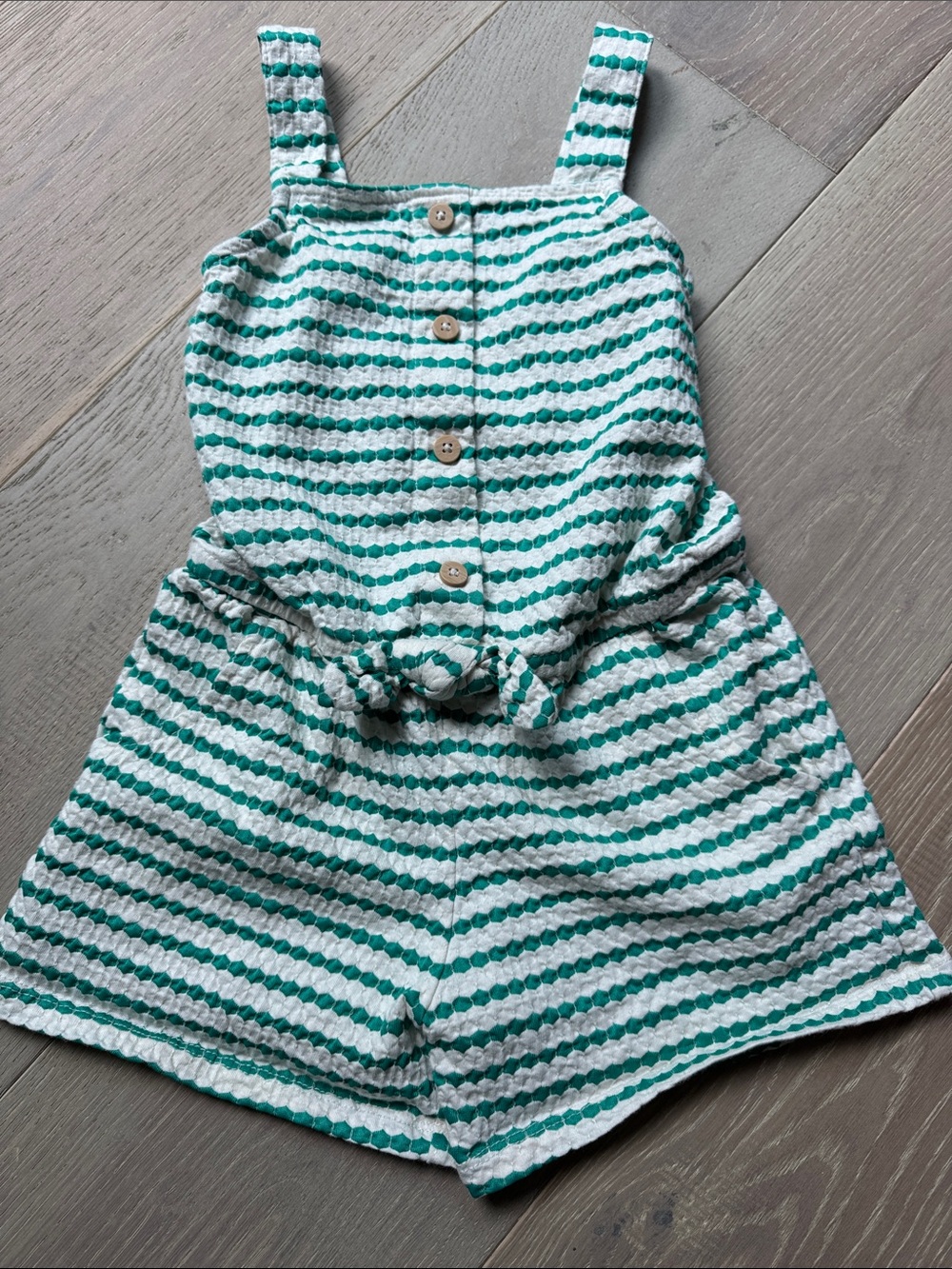 Cat & Jack Green and White Striped Romper